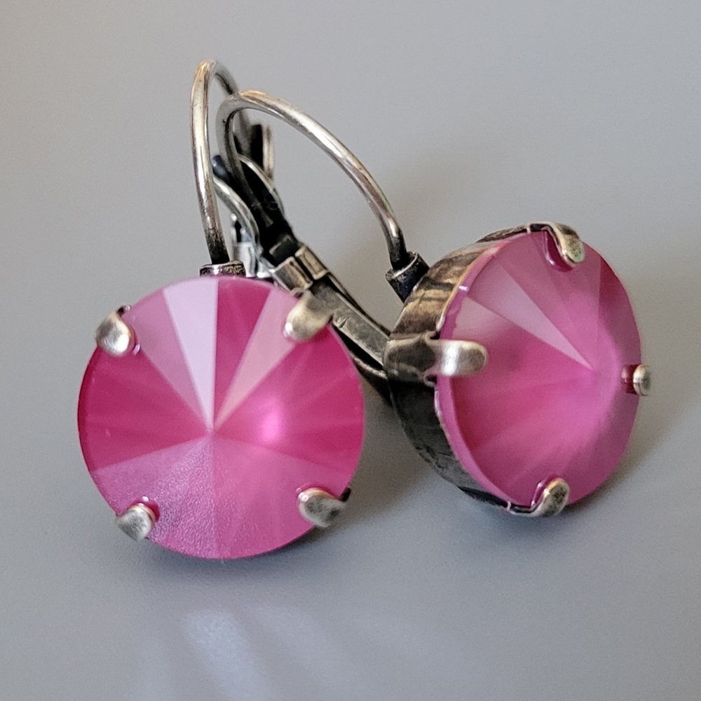 Austrian Crystal Earrings in Antique Silver